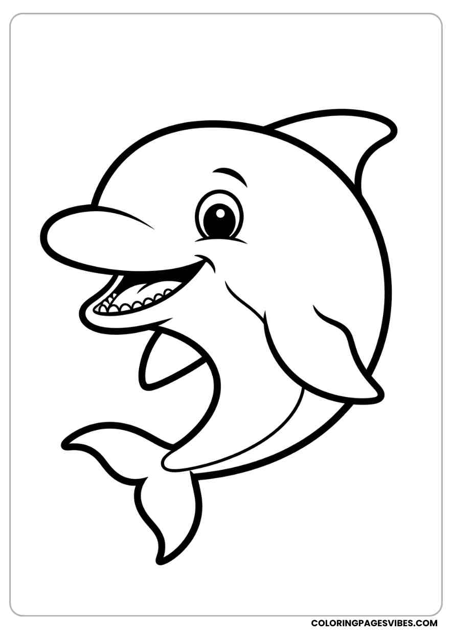 Cartoon Dolphin With a Big Smile Coloring Page
