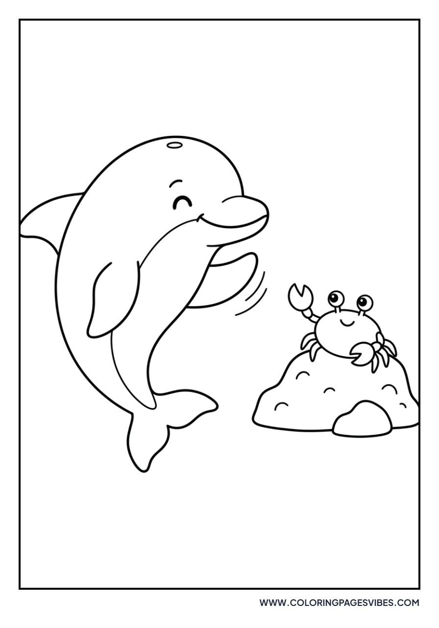 Dolphin and a Friendly Crab