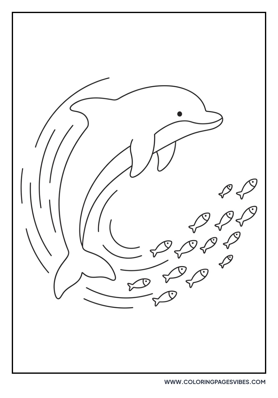 Dolphin Chasing a School of Fish
