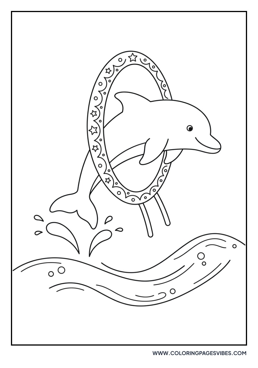 Dolphin Swimming through Hoop