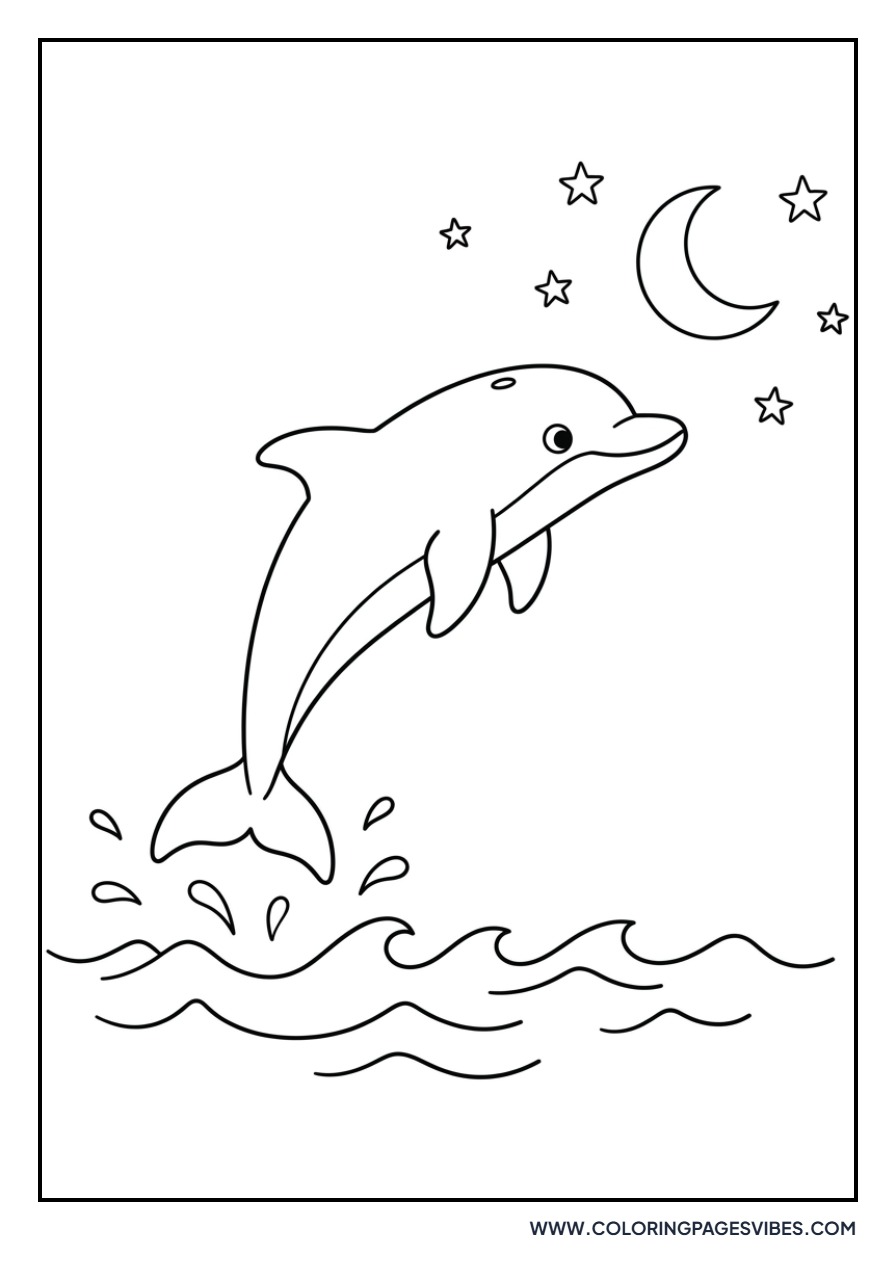 Dolphin Under the Moon