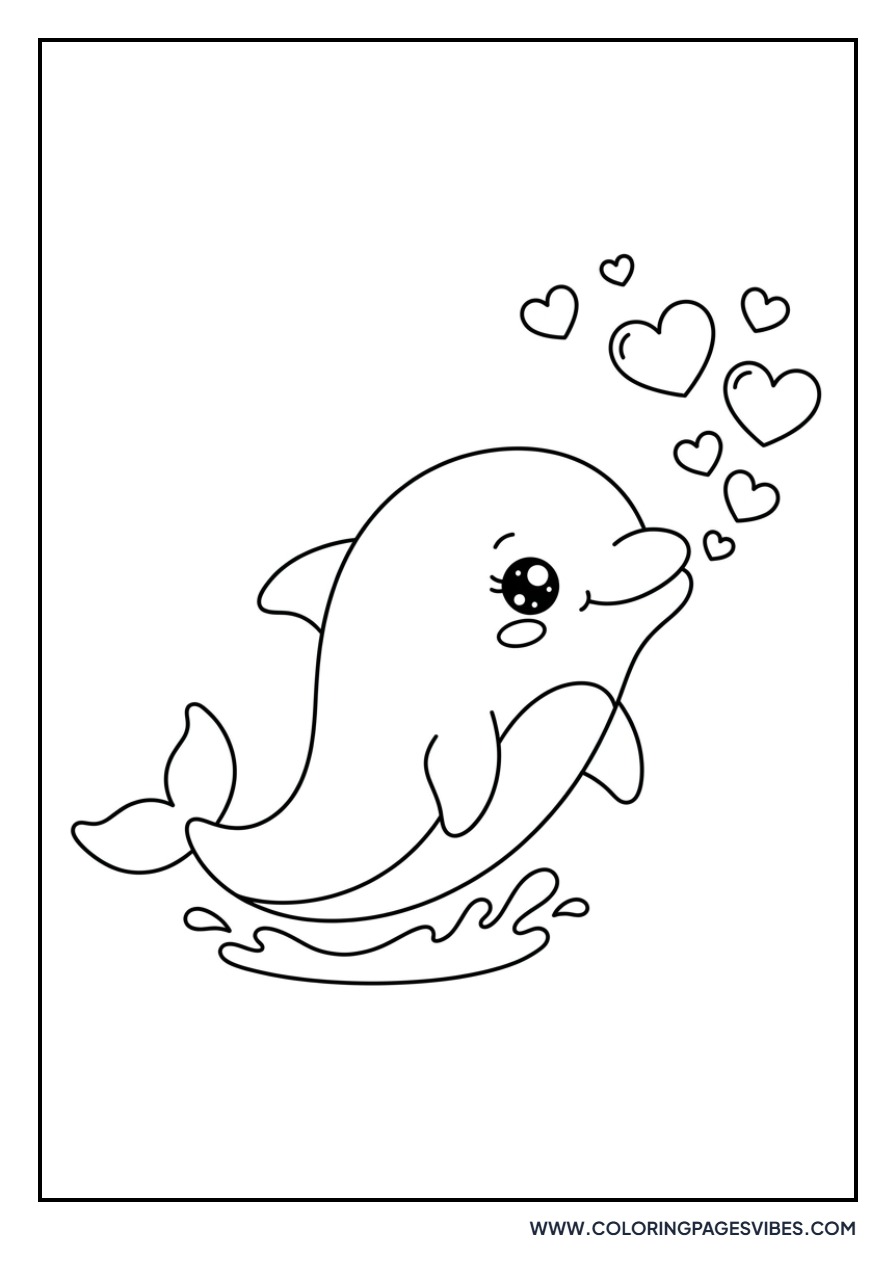 Kawaii Dolphin with Hearts