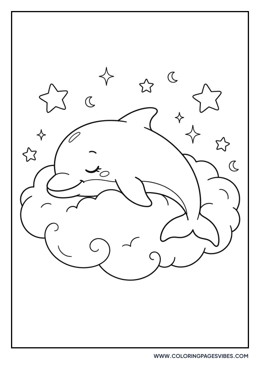 Sleepy Dolphin on a Cloud