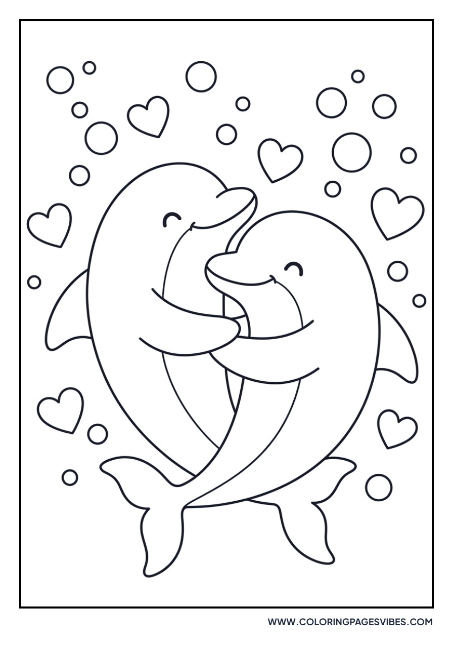 Two Dolphins Hugging