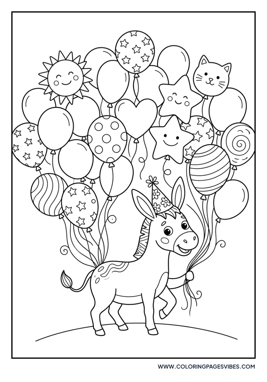 Donkey and a Balloon Bouquet