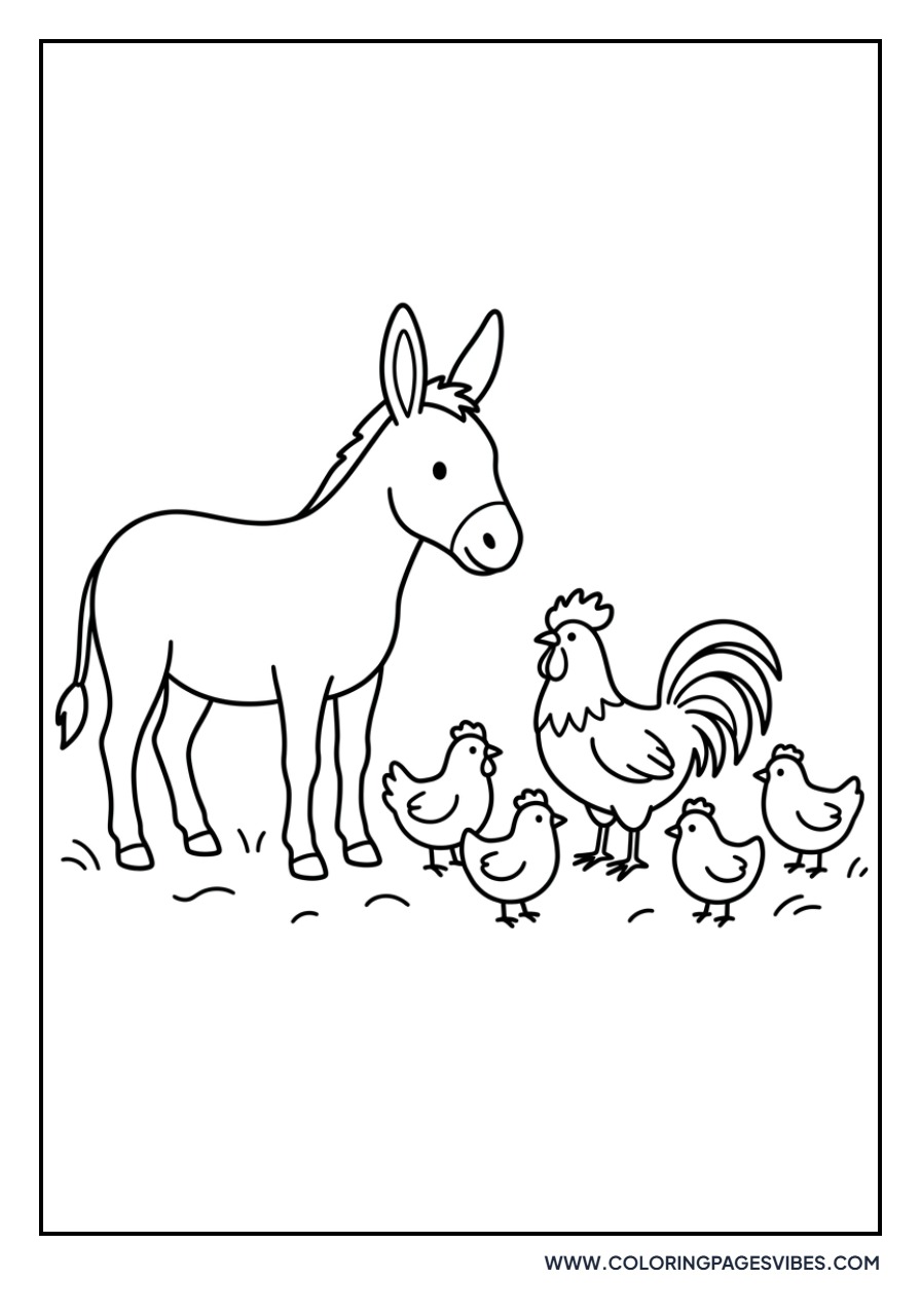 Donkey and Farm Birds