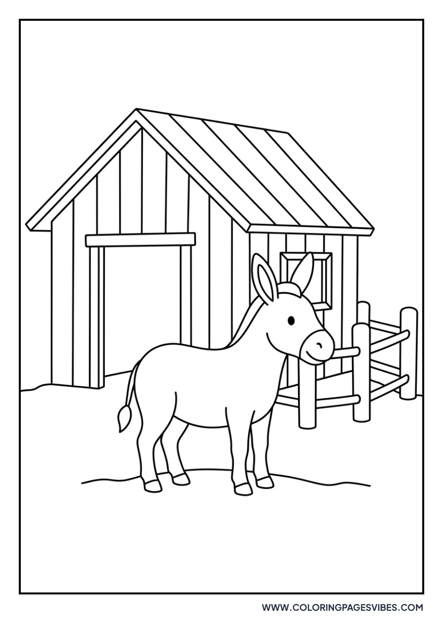 Donkey by the Barn