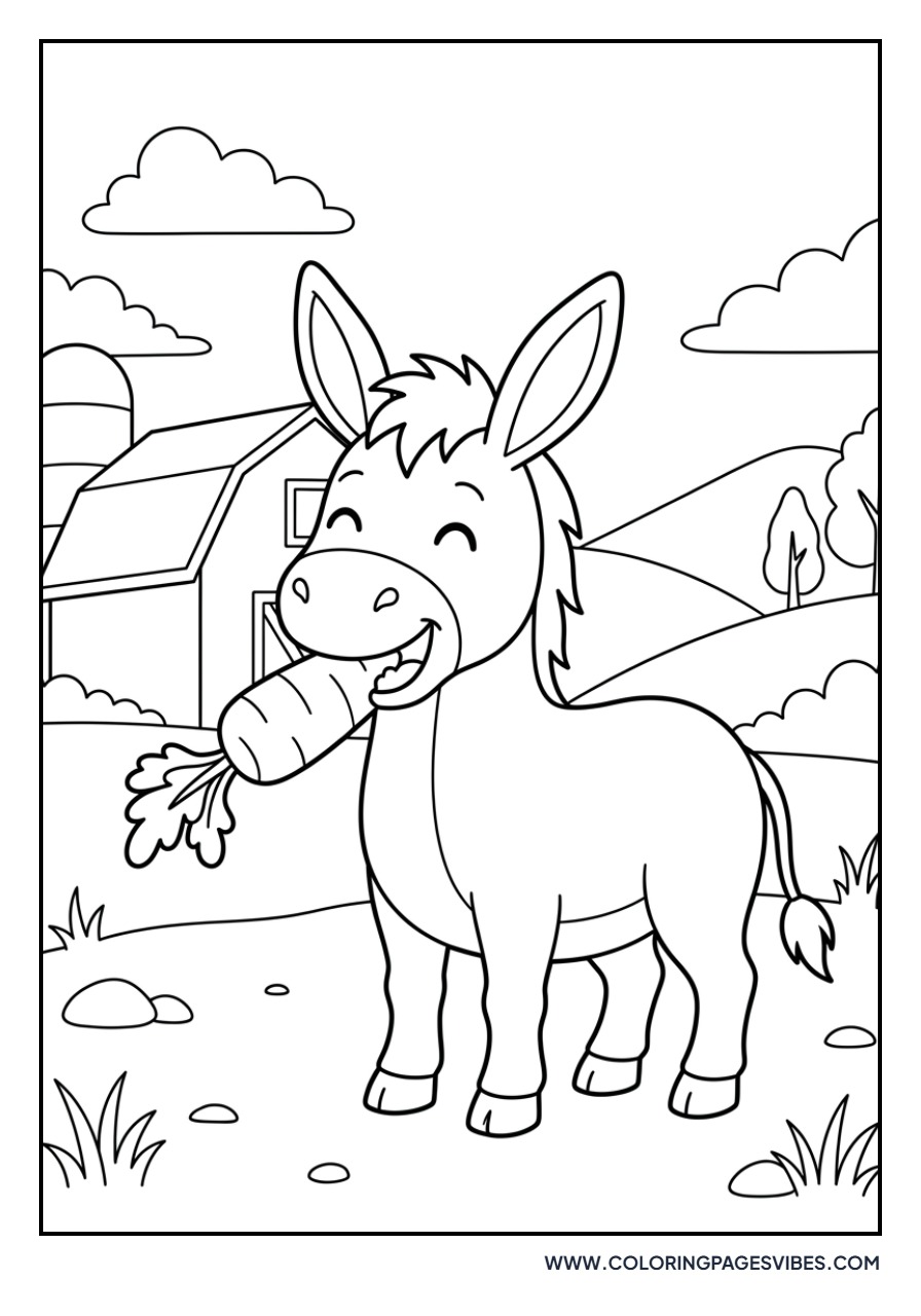 Donkey Eating a Carrot