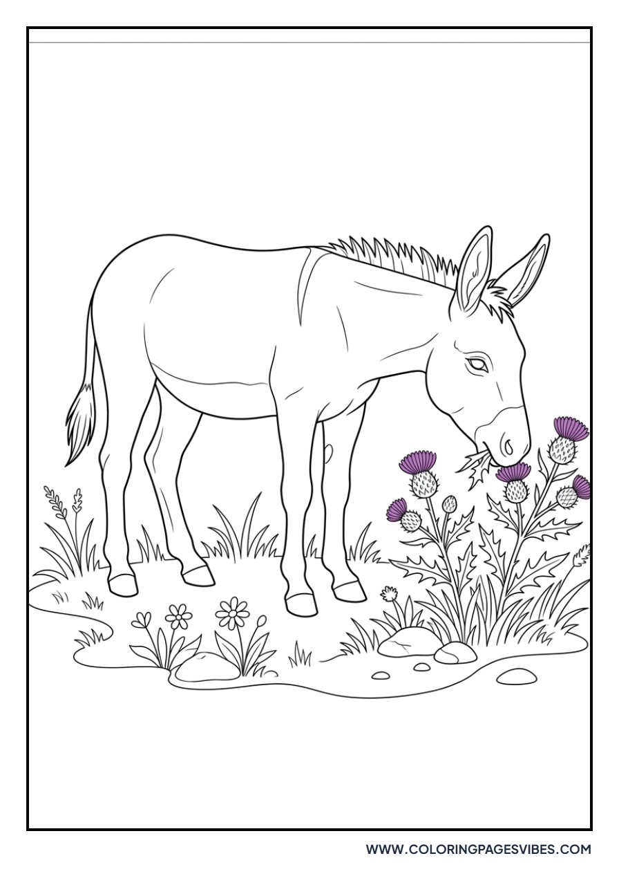 Donkey Eating Thistles