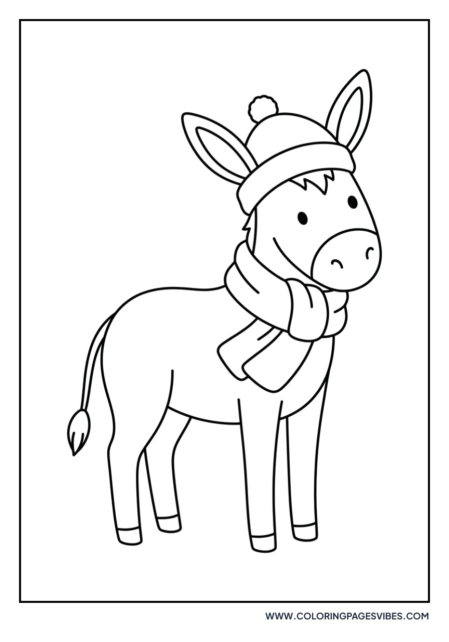 Donkey in a Hat and Scarf