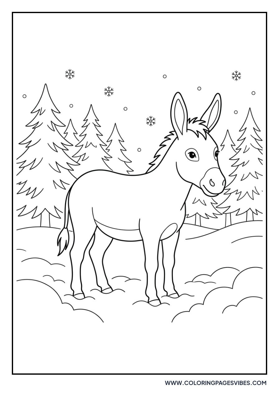 Donkey in the Snow