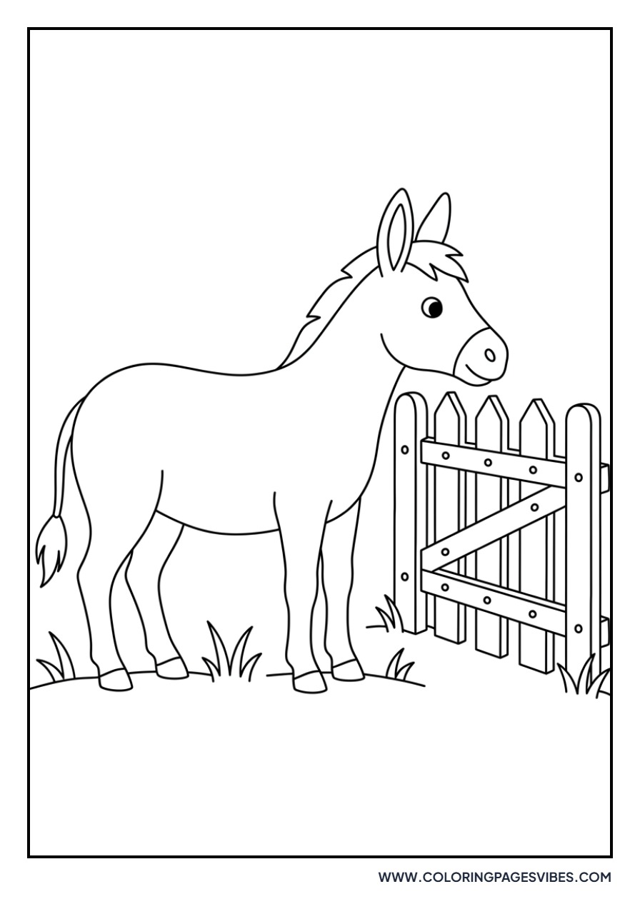 Donkey near a Fence