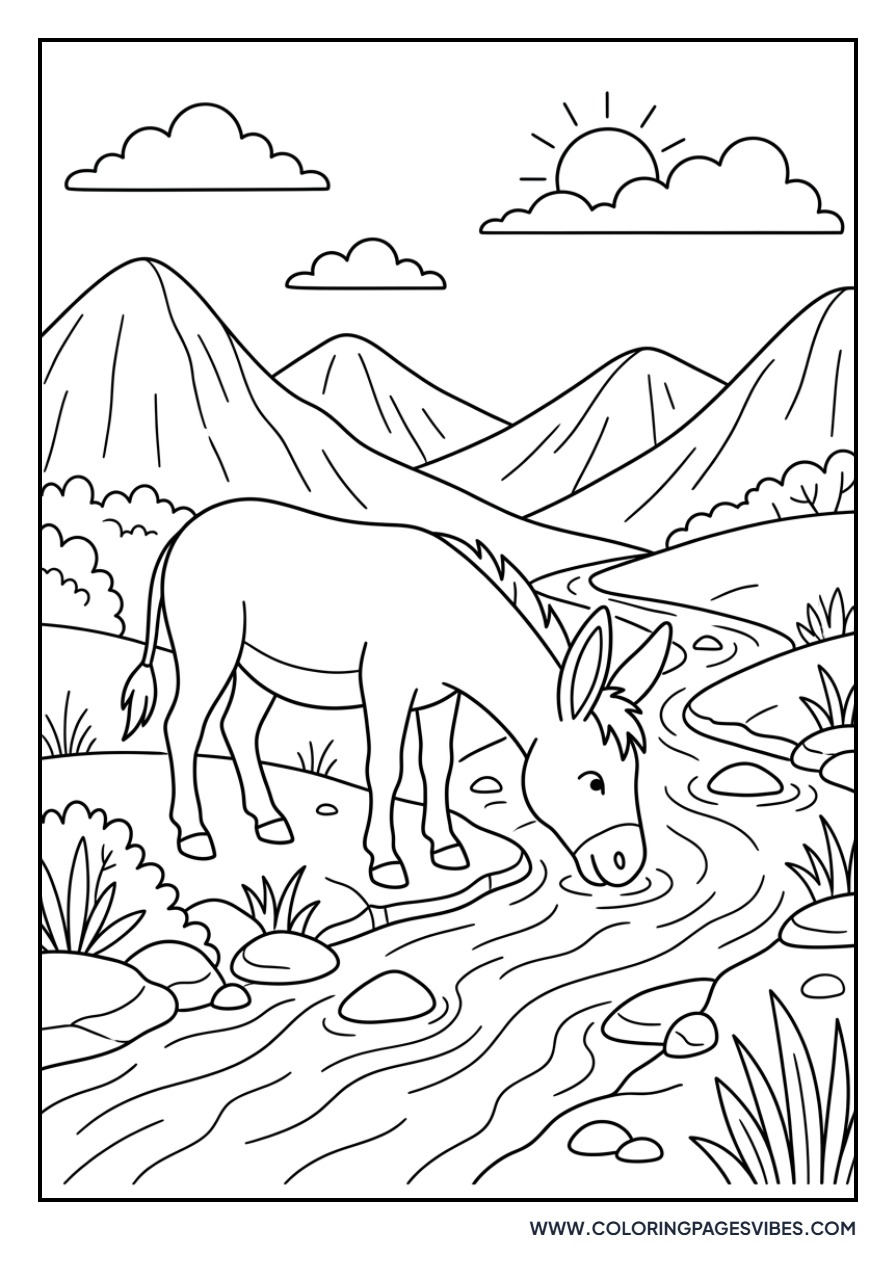 Donkey Near a Stream