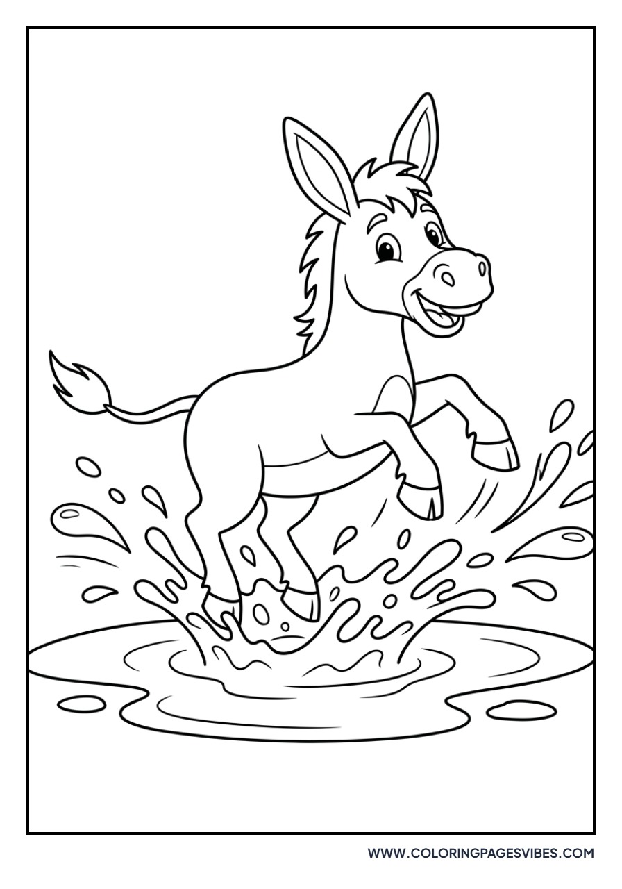 Donkey Playing in Mud