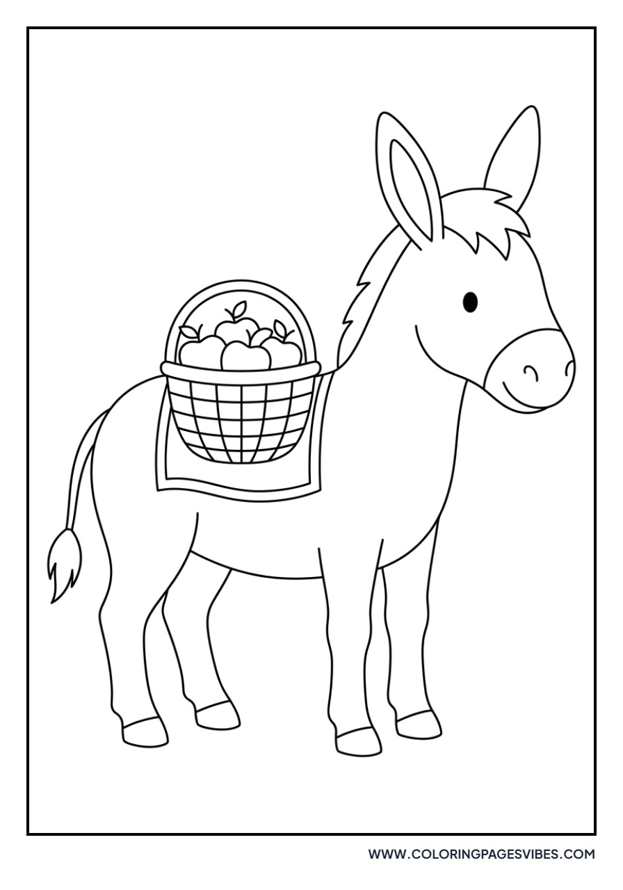 Donkey with a Basket of Apples