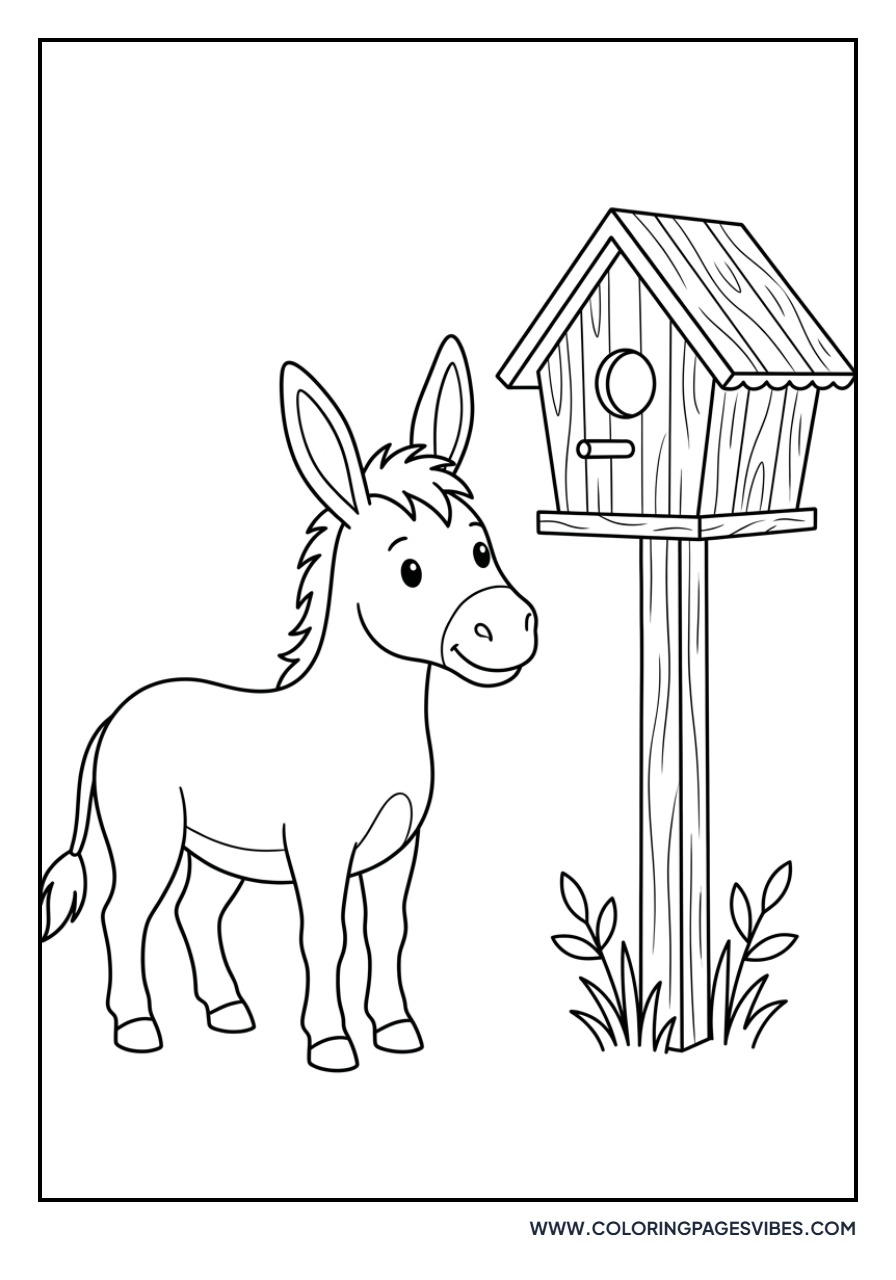 Donkey with a Birdhouse