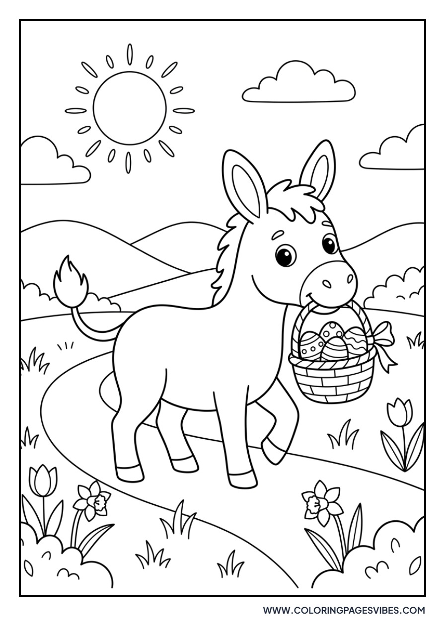 Donkey with Easter Basket