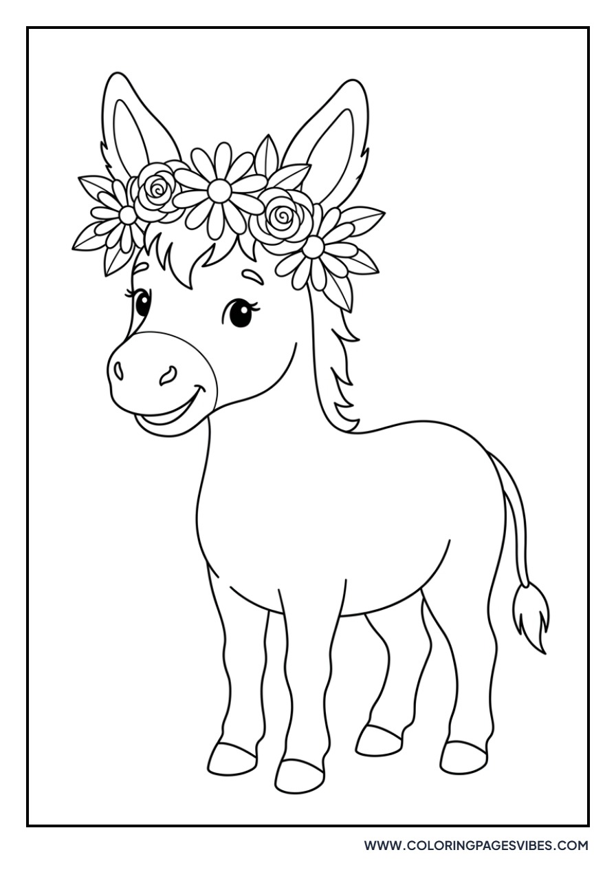 Donkey with Flower Crown