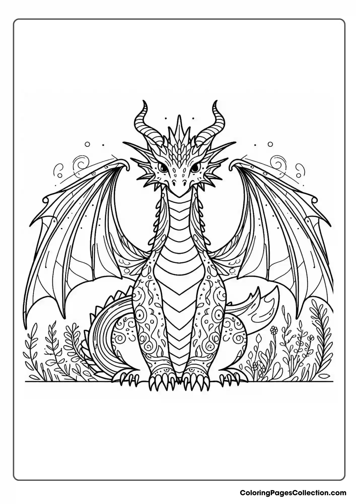 dragon coloring page, Cute Dragon Coloring Page