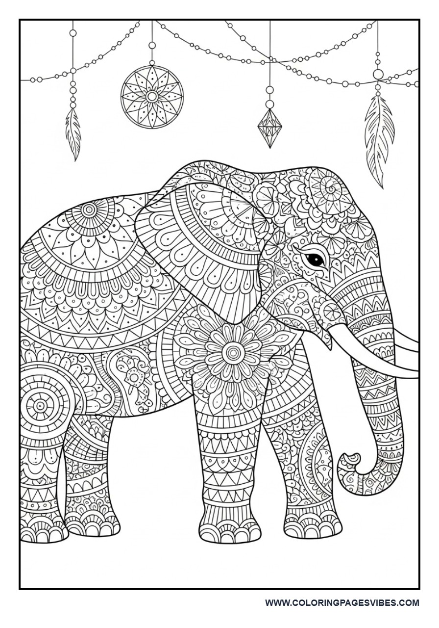 Boho Elephant with Decorative Patterns