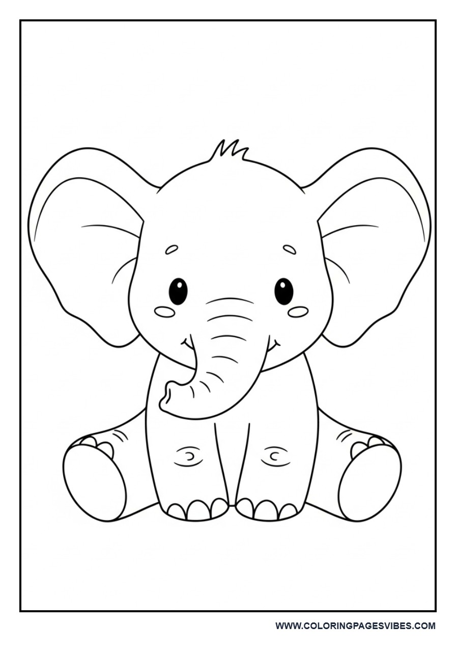 Cute Baby Elephant Sitting