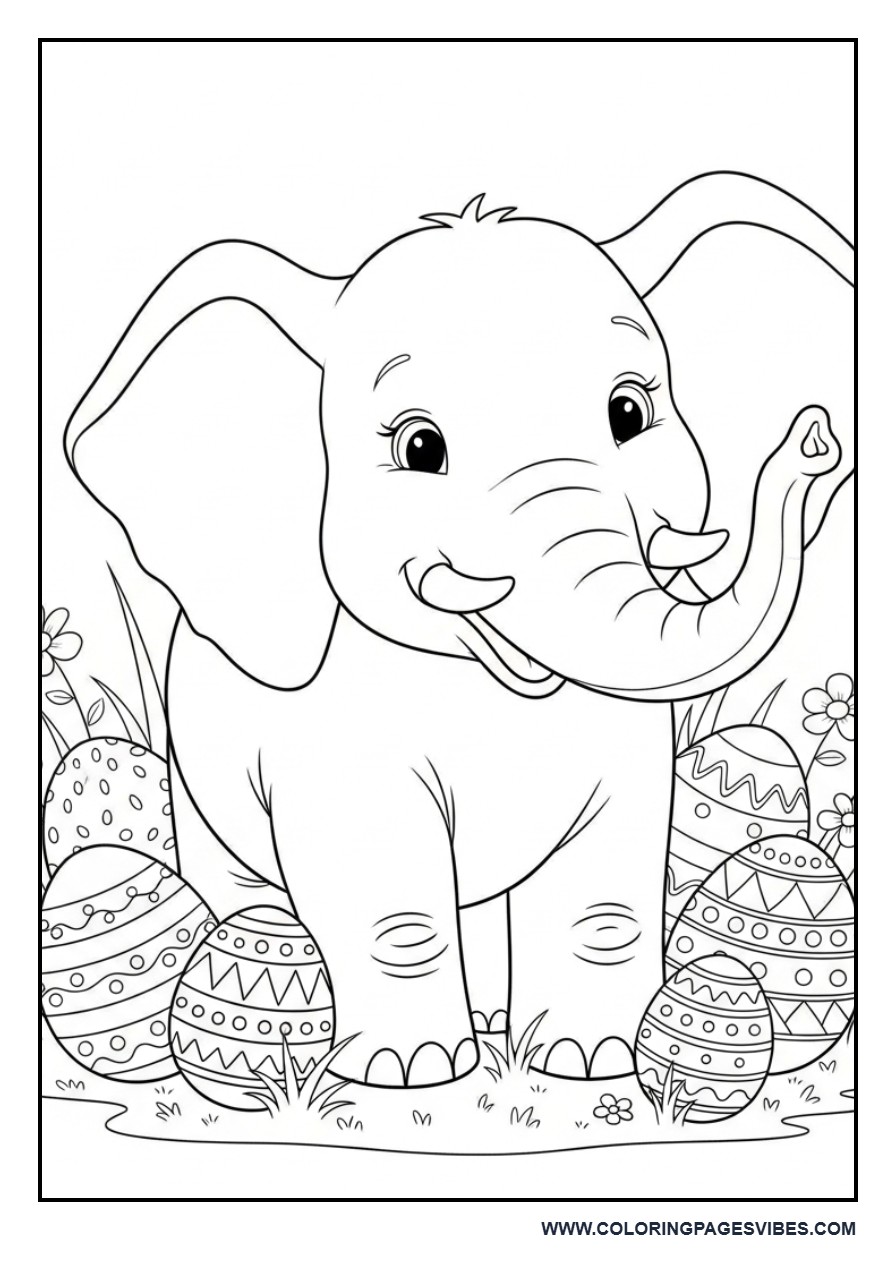 Easter Elephant with Eggs