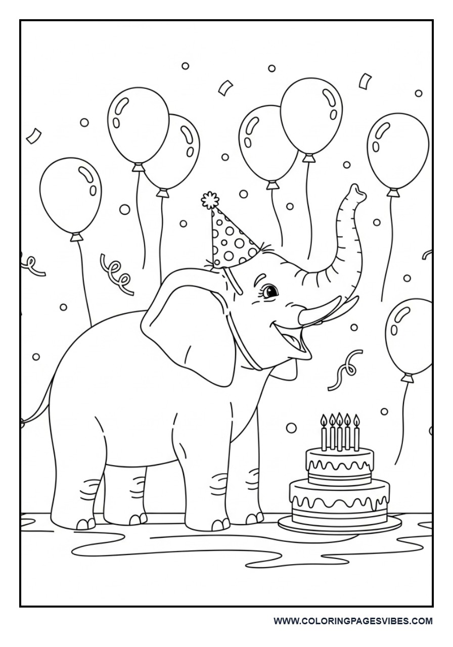 Elephant Birthday Party Scene