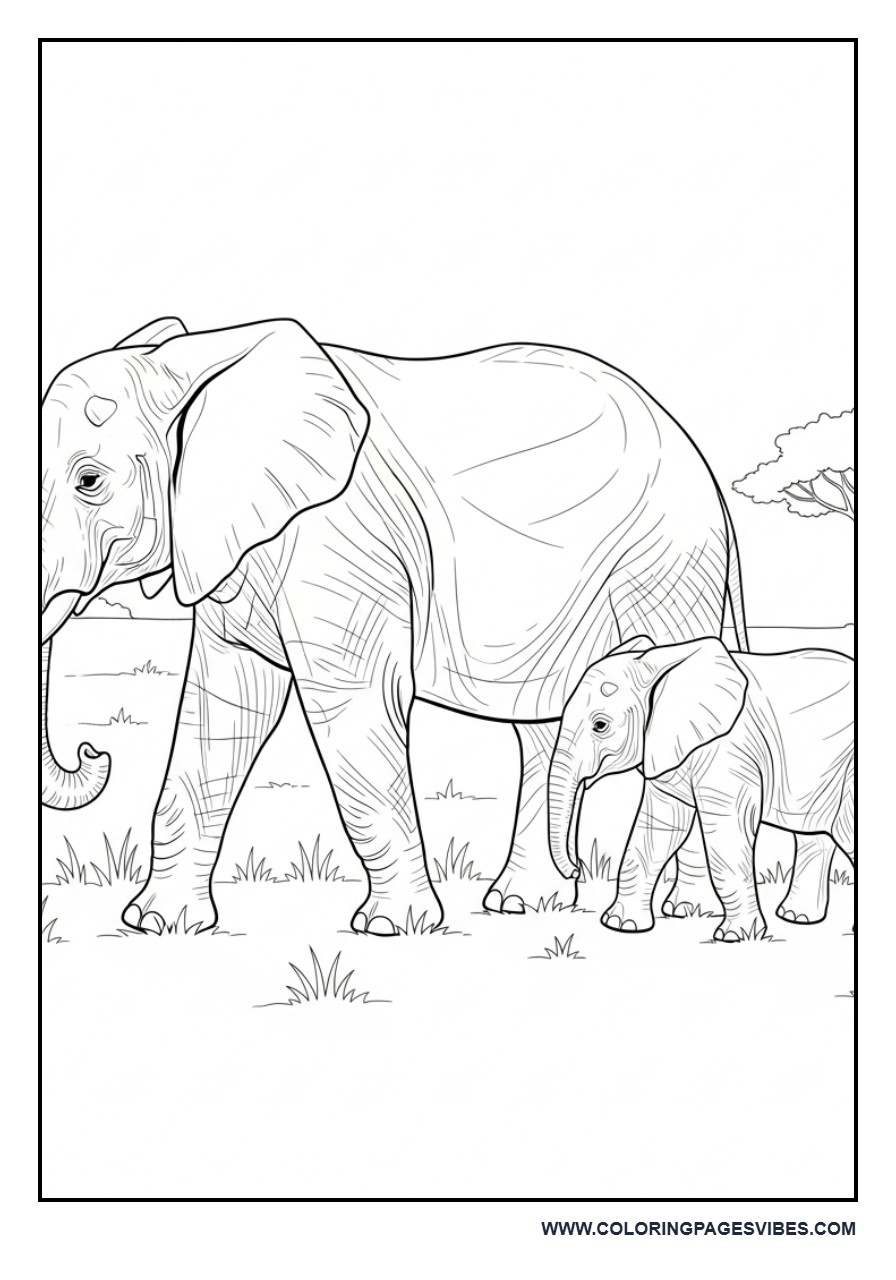 Elephant Family (Mother and Baby)