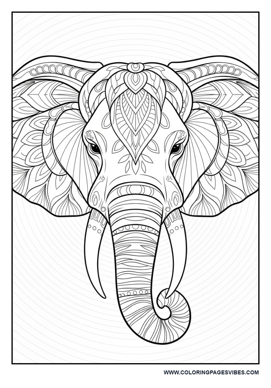 Elephant Head Mandala Design