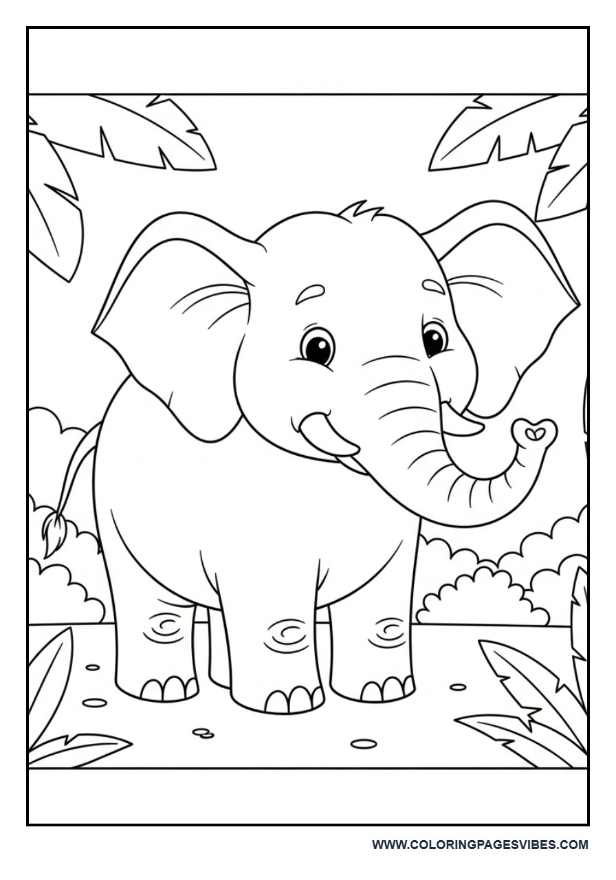 Elephant in Jungle Scene (Easy Version)