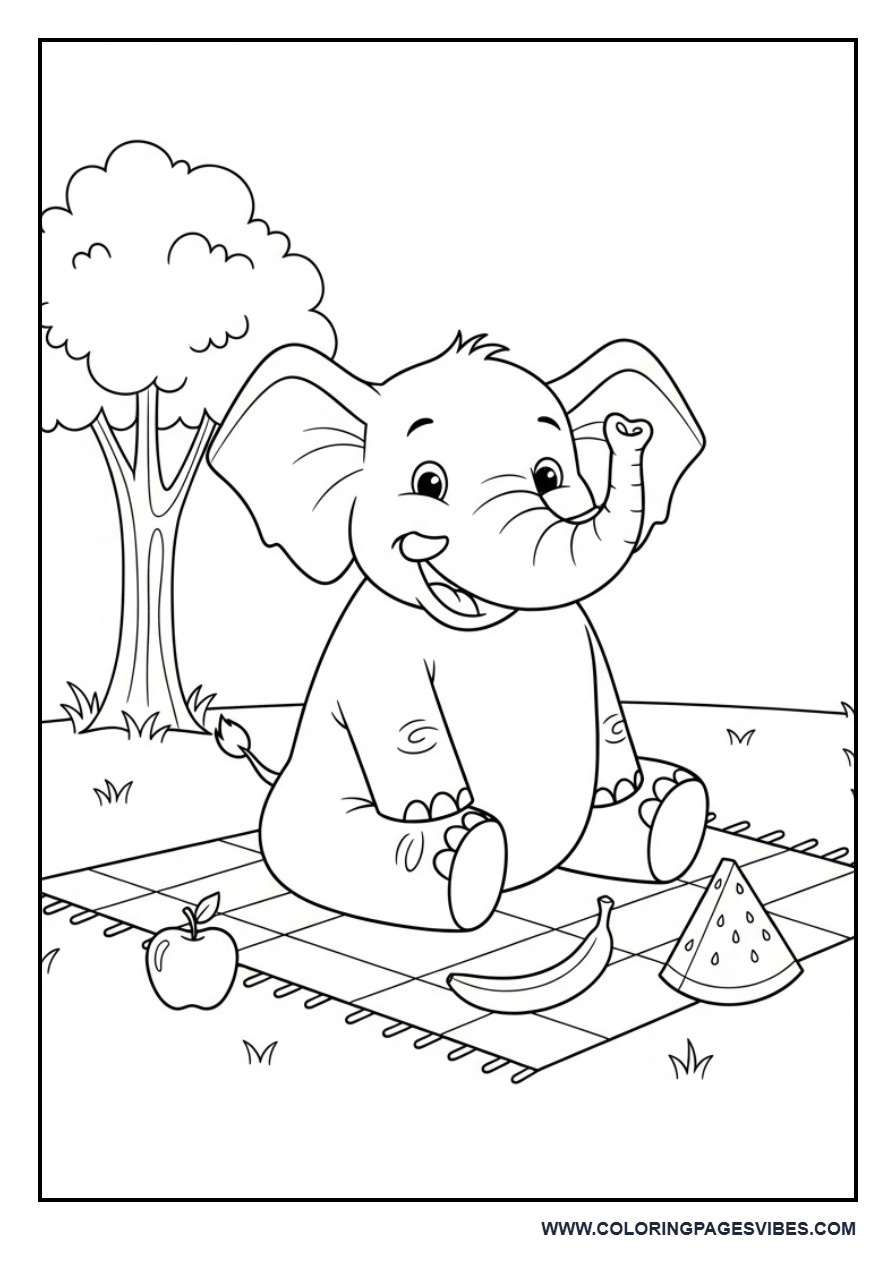 Elephant Picnic Scene