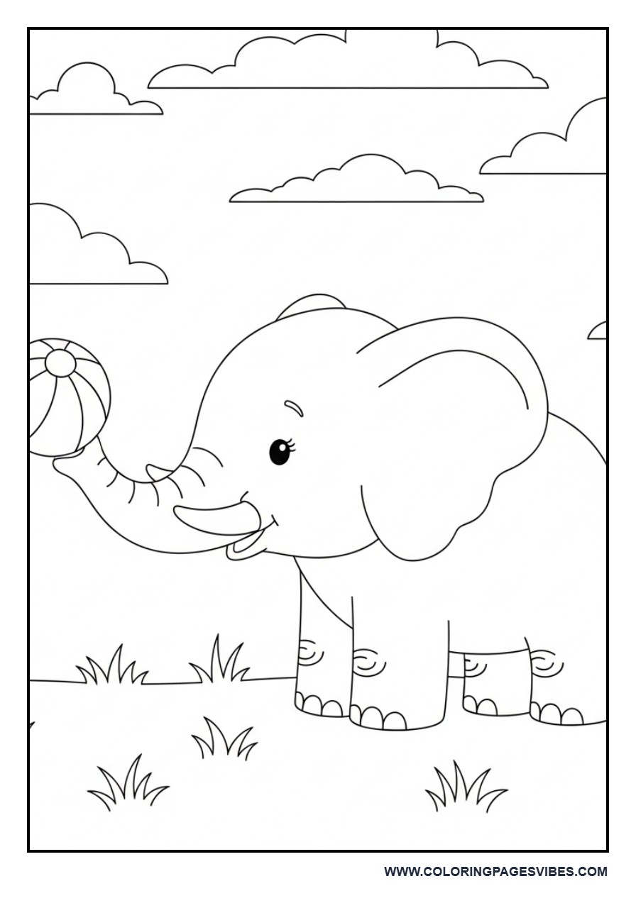 Elephant Playing with Ball