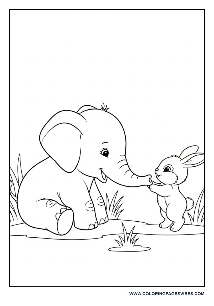 Elephant Playing with Friends