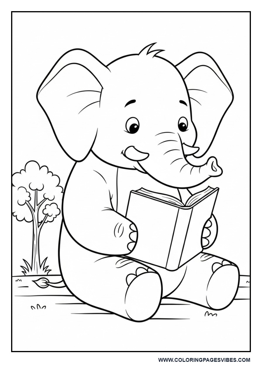 Elephant Reading a Book