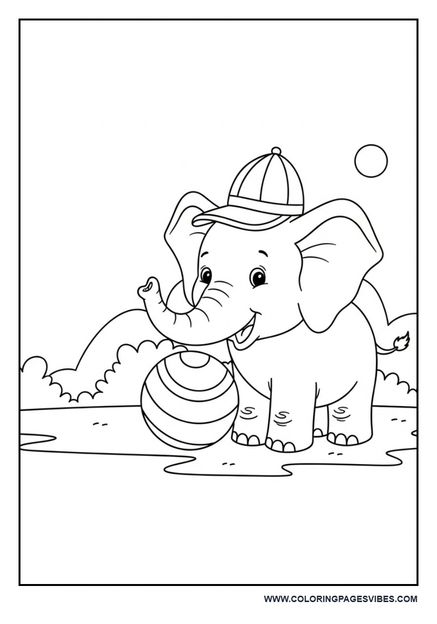 Elephant with Ball in Park
