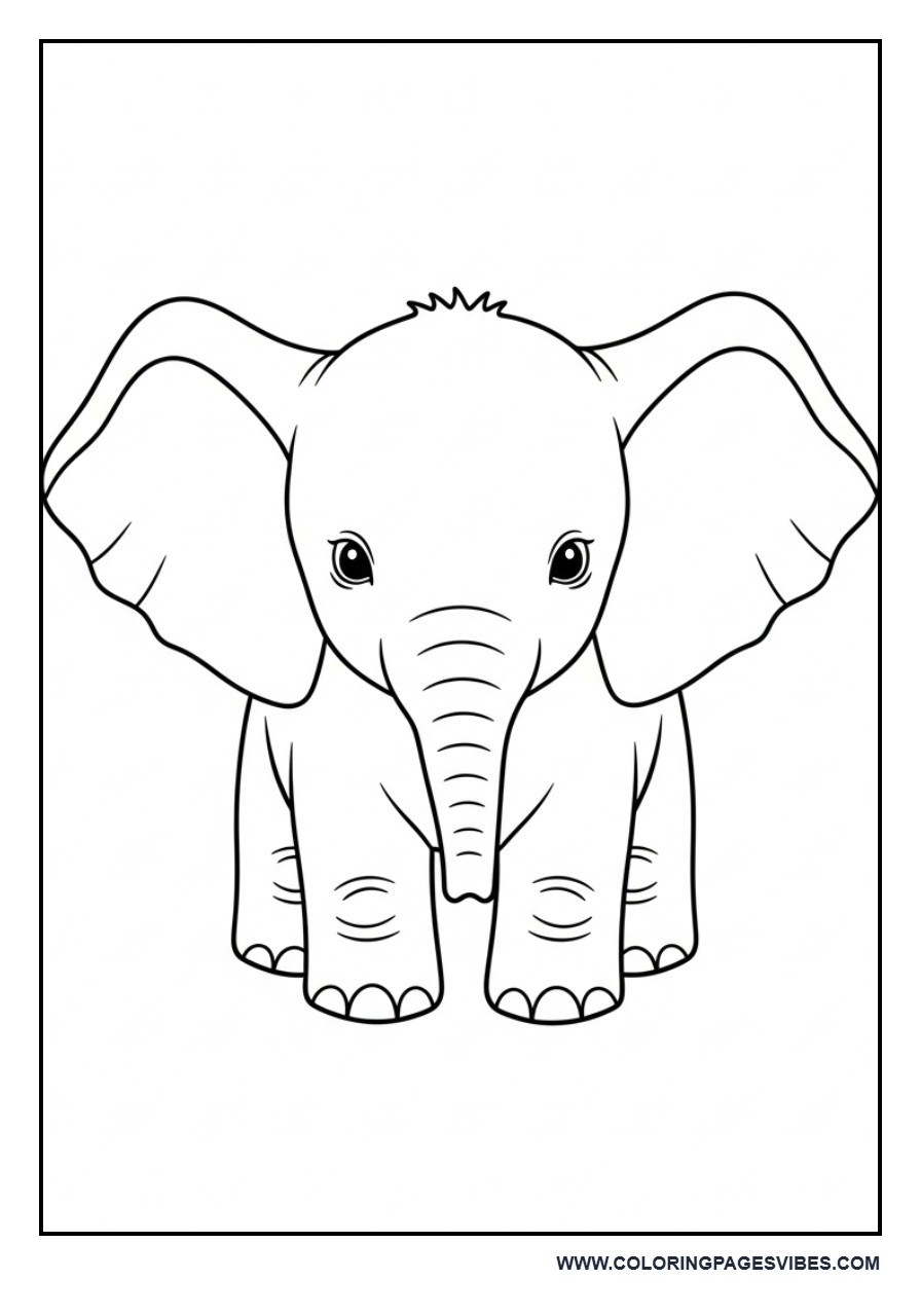 Elephant with Big Ears (Simple Style)