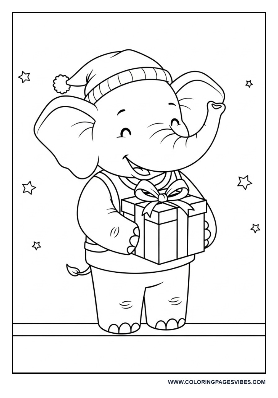 Elephant with Gift Box