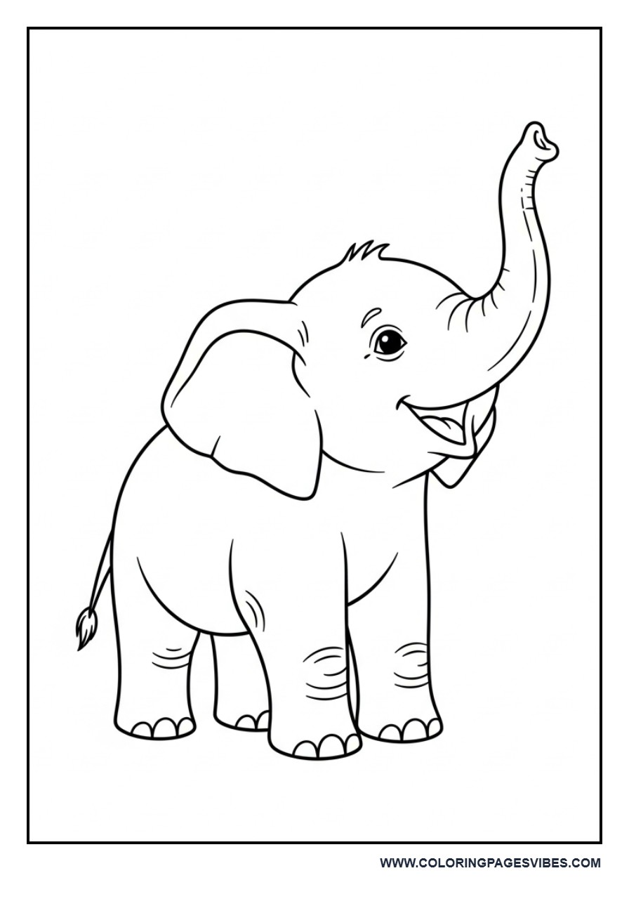 Elephant with Raised Trunk (Good Luck Style)