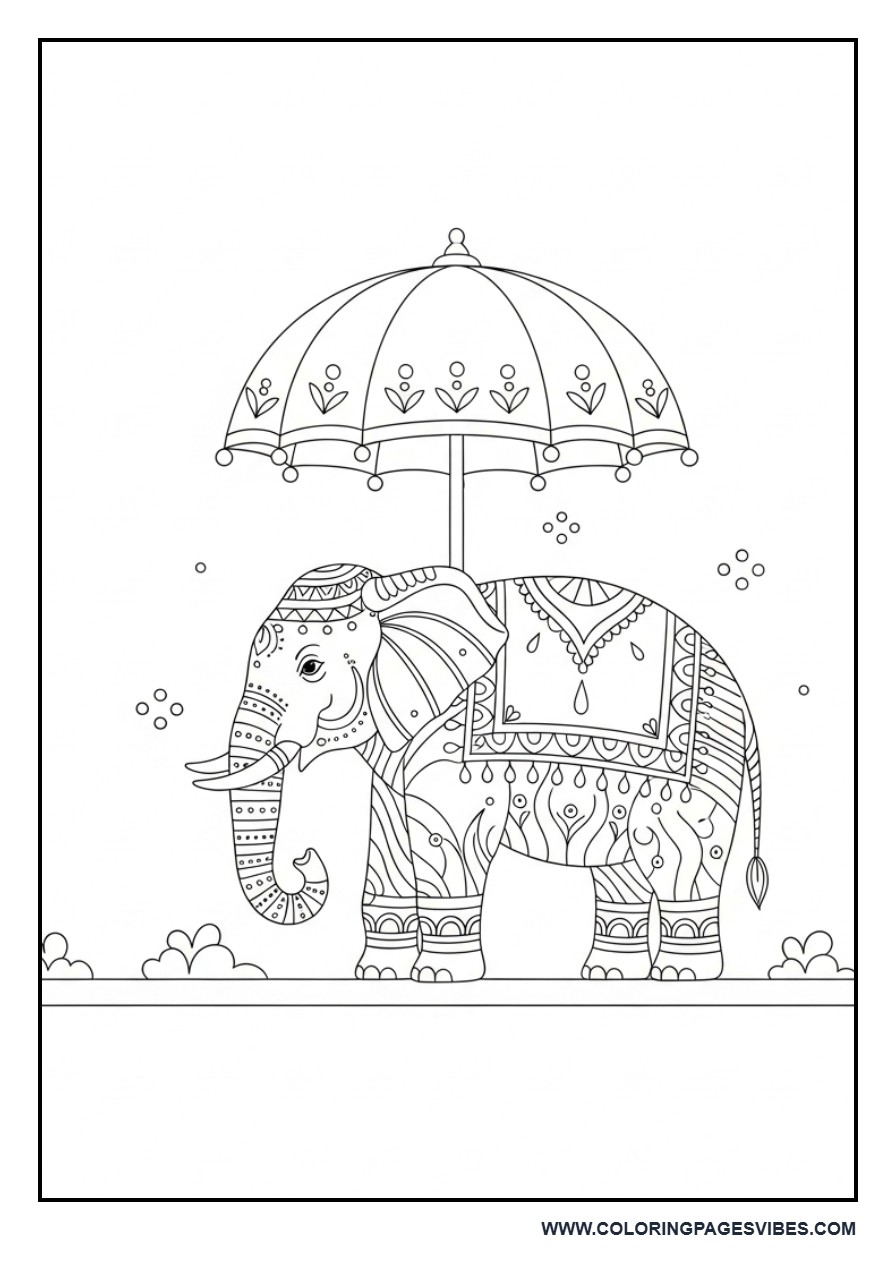 Elephant with Umbrella (Royal Style)