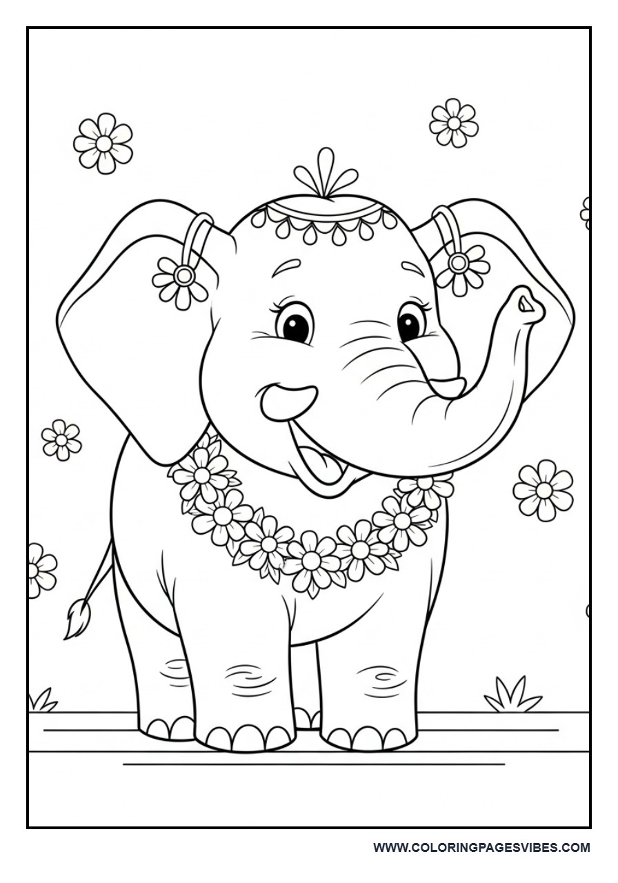Festival Elephant with Garland