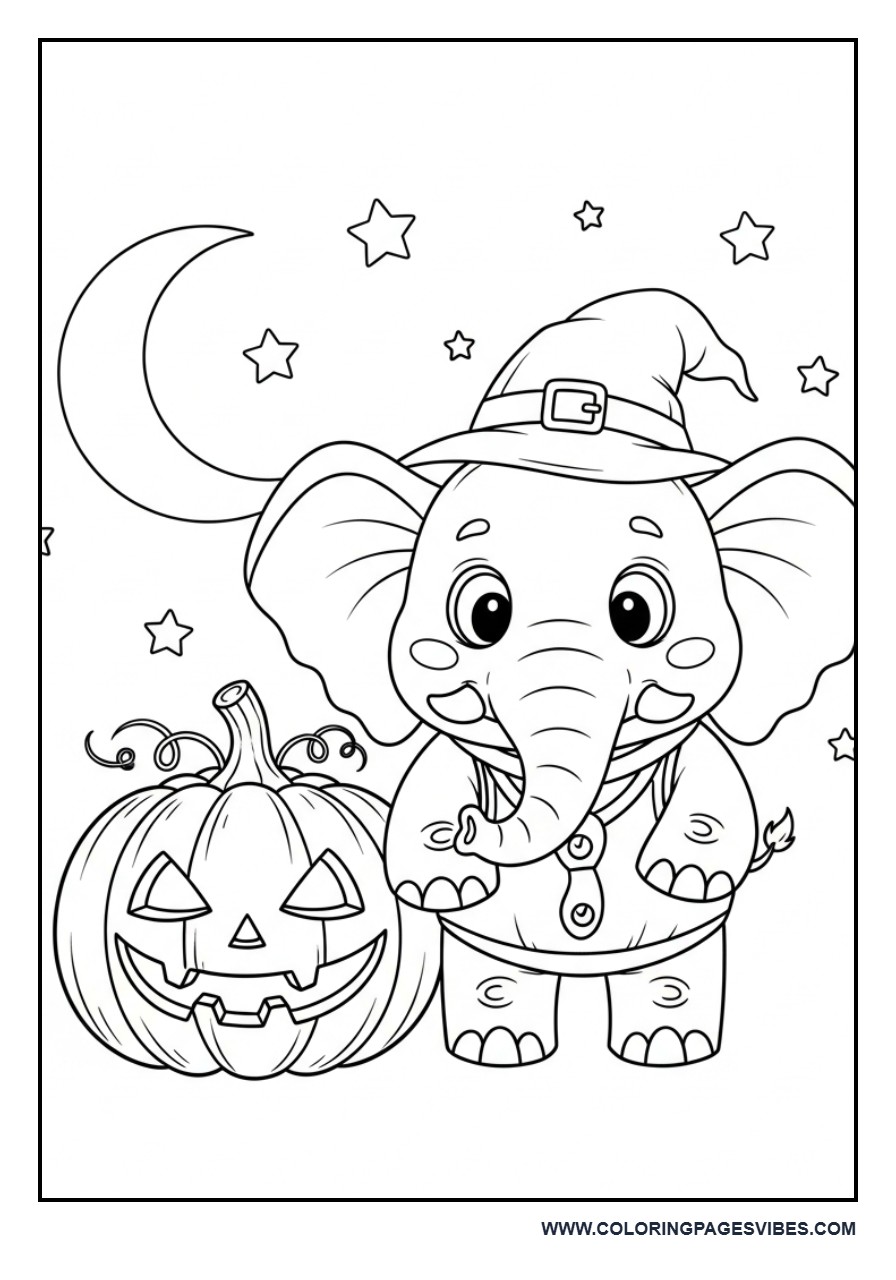 Halloween Elephant with Pumpkin