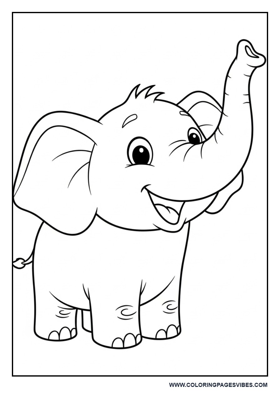 Happy Cartoon Elephant Standing