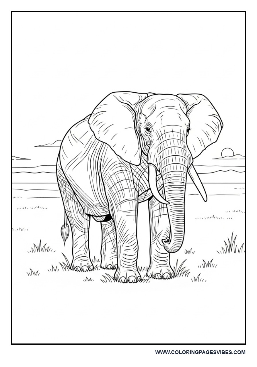 Realistic Elephant Standing in Savannah