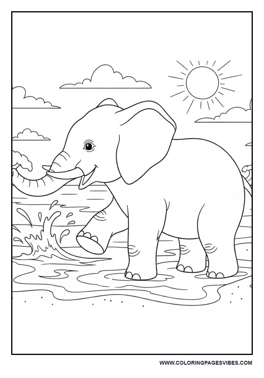 Summer Elephant at Beach