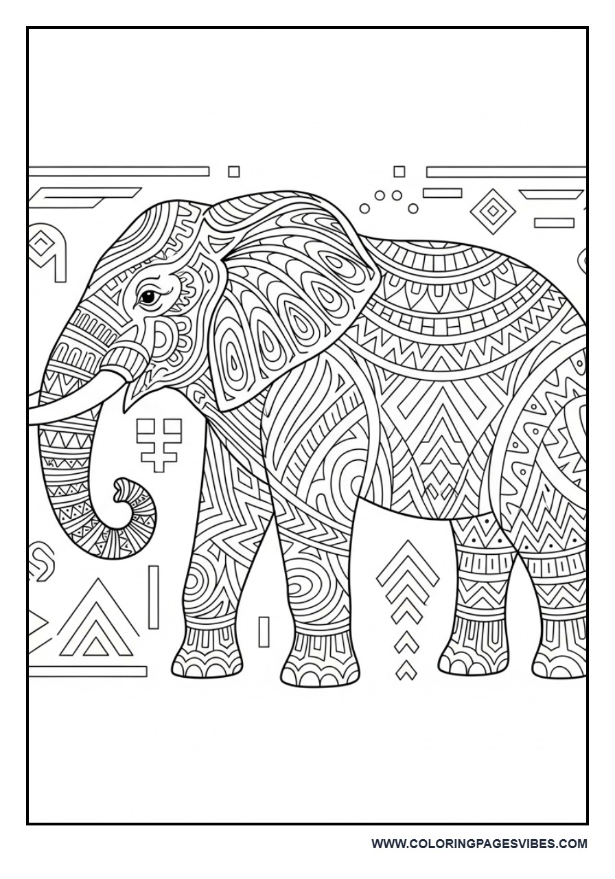 Tribal Style Elephant Art