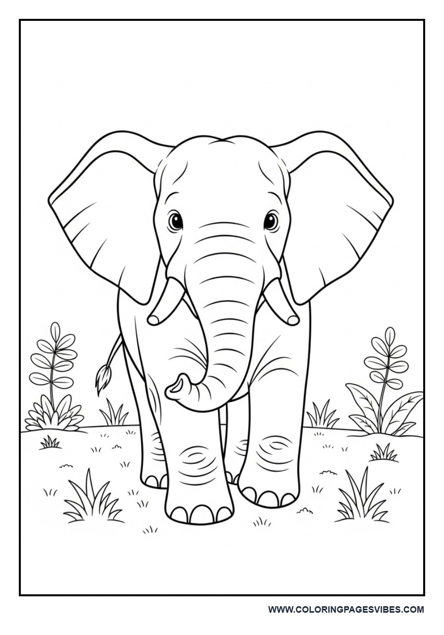 Walking Elephant in Nature