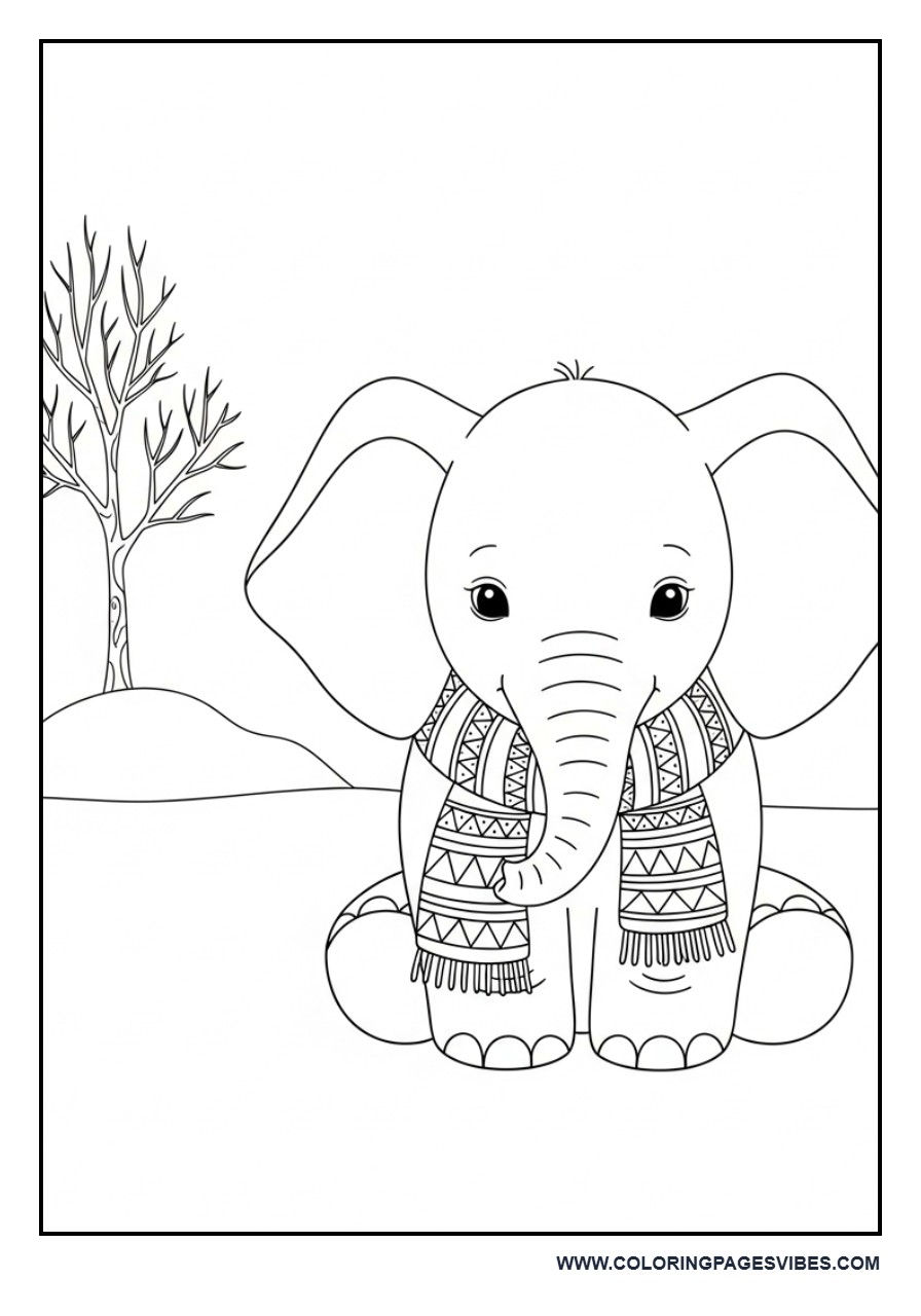 Winter Elephant with Scarf