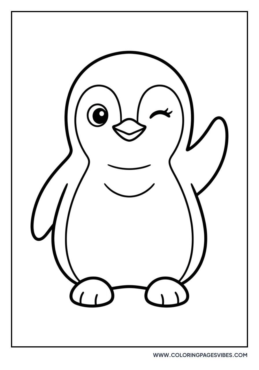 Cartoon Winking Penguin