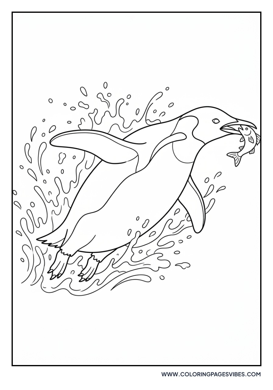 Penguin Catching Fish