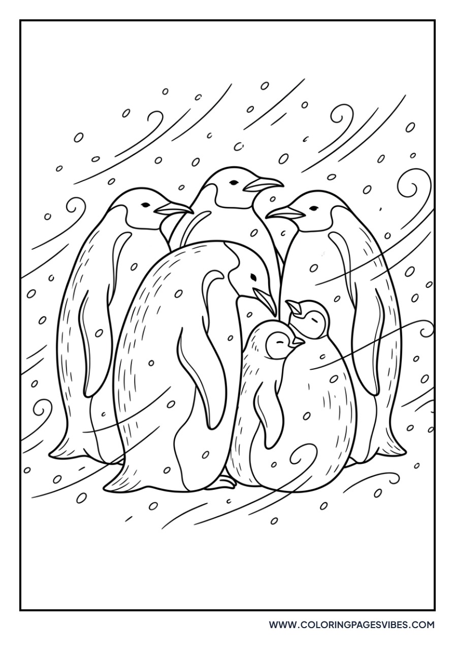 Penguin Colony in a Storm